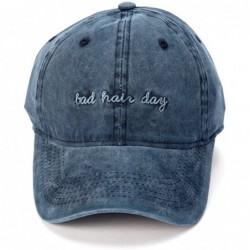 Baseball Caps Denim Baseball Cap Hat Adjutable Plain Cap for Women with Bad Hair Day Printing - Navy - CC18655MT30 $20.63