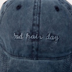 Baseball Caps Denim Baseball Cap Hat Adjutable Plain Cap for Women with Bad Hair Day Printing - Navy - CC18655MT30 $20.63