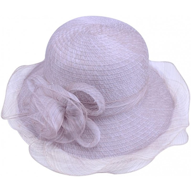 Sun Hats Women's Summer Sun Hat Foldable Floppy Organza Wide Brim Bucket Hat Straw Hat - Beige - C318DAZH39C $32.80