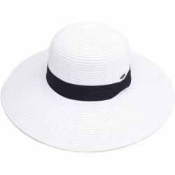 Sun Hats Exclusives Straw Embroidered Lettering Floppy Brim Sun Hat (ST-2017) - A Pony Tail-white - CQ194RQI0D4 $31.87