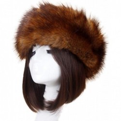 Skullies & Beanies Women's Faux Fur Headband Soft Winter Cossack Russion Style Hat Cap - Dark Brown - CG18L8K0OI9 $27.86