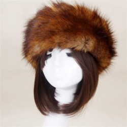 Skullies & Beanies Women's Faux Fur Headband Soft Winter Cossack Russion Style Hat Cap - Dark Brown - CG18L8K0OI9 $16.85