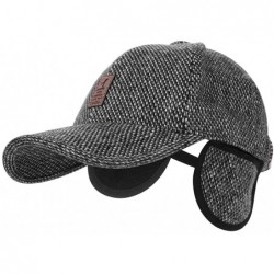 Baseball Caps Woolen Peaked Baseball Earmuffs - Grey - CO18KZYKEAA $26.38