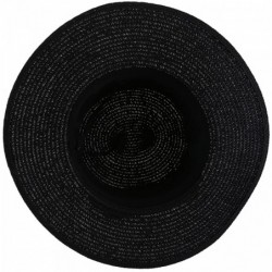 Sun Hats Women Straw Hat Bowknot Boater Summer Fedoras Beach Sun Hat - Black - CS18EAZML2C $33.47