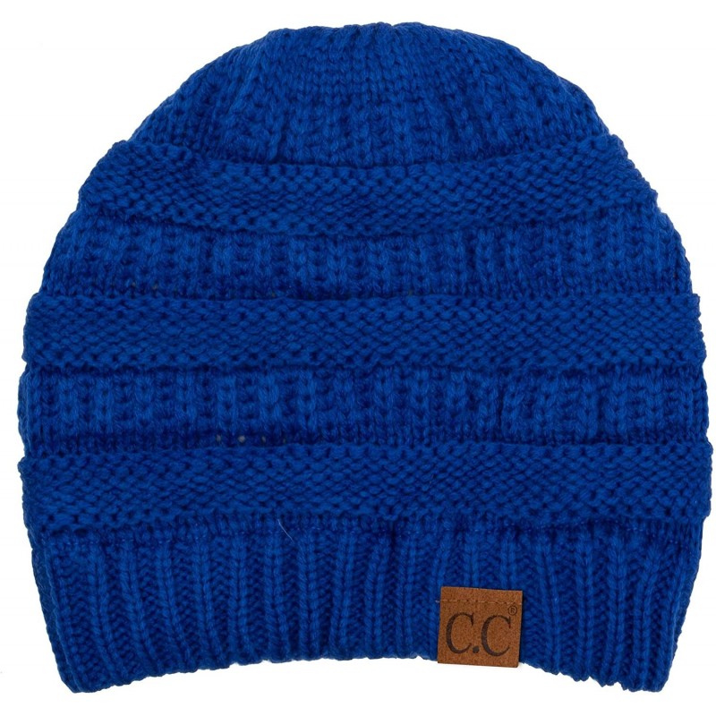 Skullies & Beanies Women's Thick Soft Knit Beanie Cap Hat - Royal Blue - CU192LW2MZS $23.02