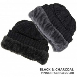 Skullies & Beanies Me Plus Winter Fleece Lined Soft Warm Cable Knitted Beanie Hat for Women & Men - 2 Pack - Black & Charcoal...