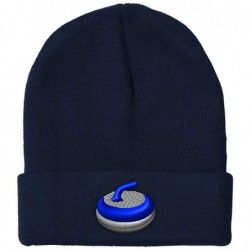 Skullies & Beanies Custom Beanie for Men & Women Sport Curling Stone Gear Embroidery Skull Cap Hat - Navy - CS18ZS3Z3OQ $27.18