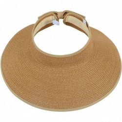 Sun Hats Women Mens UPF 50+ Wide Brim Starw Sun Hat Roll Up Panama Fedora Beach Hat - Natural - C518E30LXIK $33.86