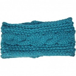 Cold Weather Headbands Womens Rib Stitch Cable Knit Circle Headband/Warmer (One Size) - Teal - CA12NB7MYT2 $17.80