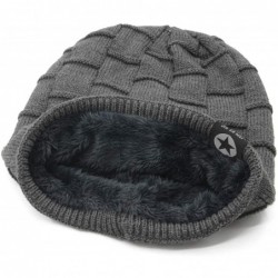 Skullies & Beanies Fleece Slouchy Beanie Hat Men Winter Knit Lined Caps Women Warm Thick Skullies - 2 Pack Black & Coffee - C...