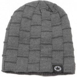 Skullies & Beanies Fleece Slouchy Beanie Hat Men Winter Knit Lined Caps Women Warm Thick Skullies - 2 Pack Black & Coffee - C...