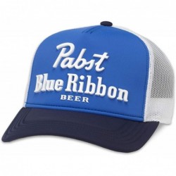 Baseball Caps PBR Beer Vintage Style Blue White Snapback Trucker Hat - CY18UTH08DU $61.56