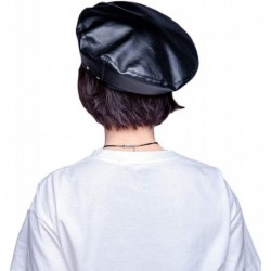Berets Women Pu Leahter Beret Hat Black Harajuku Style Painter Hat Cap - Black-gold - CA18IWIDZ0G $28.47