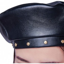 Berets Women Pu Leahter Beret Hat Black Harajuku Style Painter Hat Cap - Black-gold - CA18IWIDZ0G $33.85