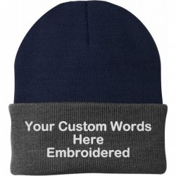 Skullies & Beanies Customize Your Beanie Personalized with Your Own Text Embroidered - Navy/Athletic Oxford - CP18IRSMQSR $23.58