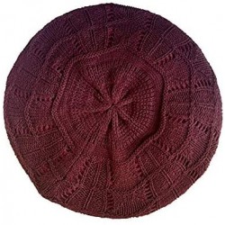 Berets Slouchy Satin Lined Knit Beret - Great for Natural Hair! - Burgundy - CQ193I60SIQ $23.40