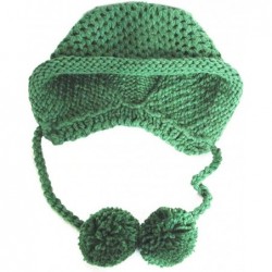Skullies & Beanies Women Hat Handmade Crochet Braided Pompom Beanie Knit Caps Warm Winter - Army Green - CR189WQNQ37 $25.80