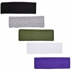 Headbands Stretchy Cotton Yoga Sport Headband- Assorted Dark Colors- 5 pack - CD11LH5AYOZ $19.65