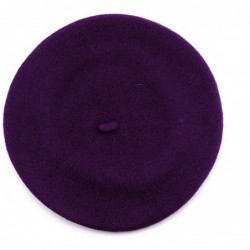 Berets French Style Lightweight Casual Classic Solid Color Wool Beret - Dark Purple - CG11NIY7BOP $17.57