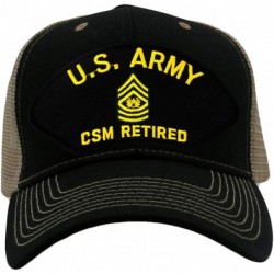 Baseball Caps US Army - CSM Retired Hat/Ballcap Adjustable One Size Fits Most - Mesh-back Black & Tan - C718OOYR0HK $29.71