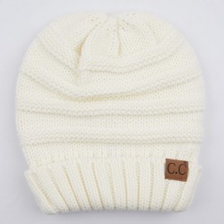 Skullies & Beanies Hatsandscarf Exclusives Unisex Beanie Oversized Slouchy Cable Knit Beanie (HAT-100) - Ivory Solid - CV18I6...
