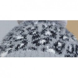 Skullies & Beanies Women Winter Leopard Hat Warm Fleece Lined Winter Beanie Hat Soft Fuzzy Knitted Cap - Gray - CQ18A9ELR3W $...