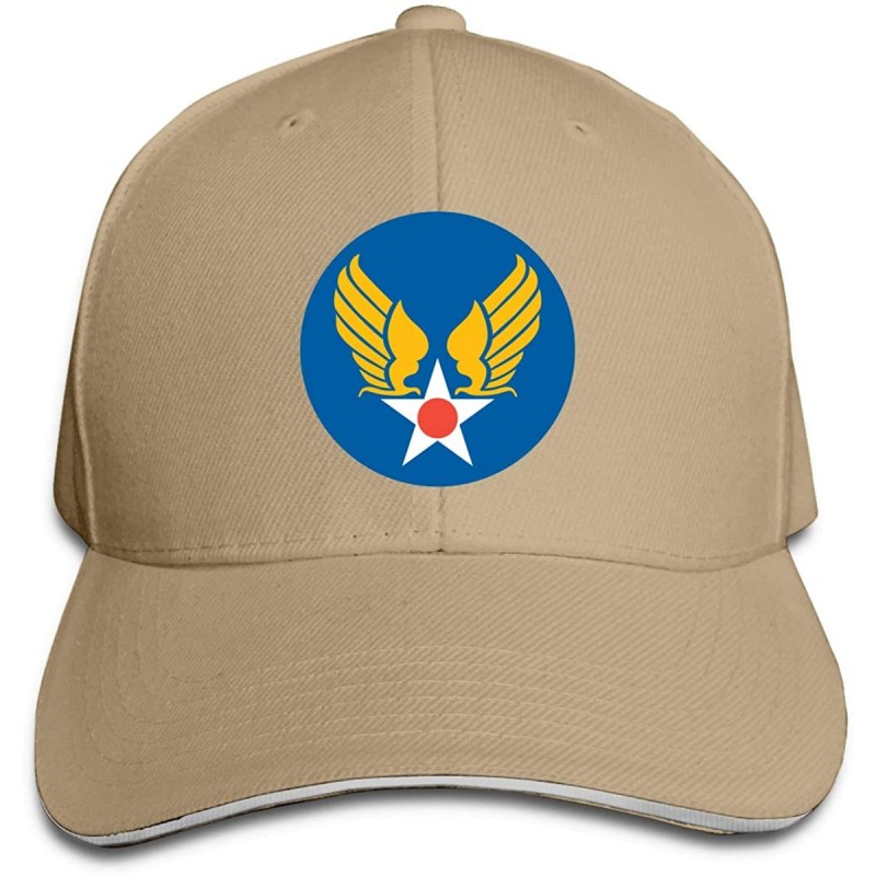 Baseball Caps US Army Air Corps Hap Arnold Wings Adjustable Hat Baseball Cap Sandwich Cap - Natural - CV18TUCXTO9 $35.70