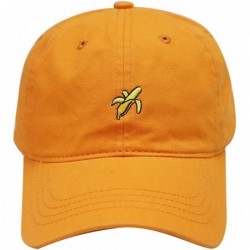 Baseball Caps Banana Small Embroidery Cotton Baseball Caps - Orange - CY12HJQUGMB $22.54