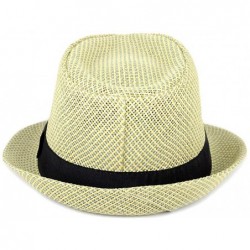 Fedoras Unisex Summer Short Brim Fedora - Hats for Men & Women + Panama Hats & Straw Hats - Multicolor Woven - CX17YTEDOTM $2...