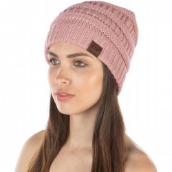 Skullies & Beanies Exclusives Womens Beanie Solid Ribbed Knit Hat Warm Soft Skull Cap - Indi Pink - C118Y423MX6 $22.47
