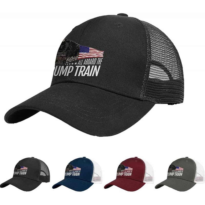 Baseball Caps Trump Train 2020 American Fl-ag Hat Men's Baseball Cap Adjustable Mesh Cap - Black - CE18XAQ8T6R $33.82