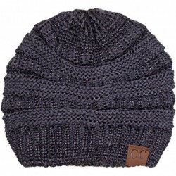 Skullies & Beanies 3pc Set Trendy Warm Chunky Soft Stretch Cable Knit Beanie Scarves Gloves Set - Metallic Gray - CY187GQY4U0...