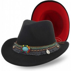 Fedoras Western Cowboy Hat Outdoor Wide Brim Hat Men Women Casual Fedora Hat Black - CY18W32S923 $38.28