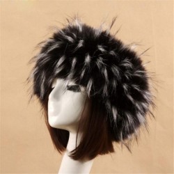 Cold Weather Headbands Women's Faux Fur Headband Soft Winter Cossack Russion Style Hat Cap - Black&white - CO18L8I4RSH $26.24