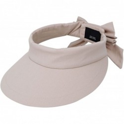 Sun Hats Women's Sportswear Sweat Absorbent Visor Hat w/Ribbon Bow - Beige - CJ18C5SZL6O $26.64