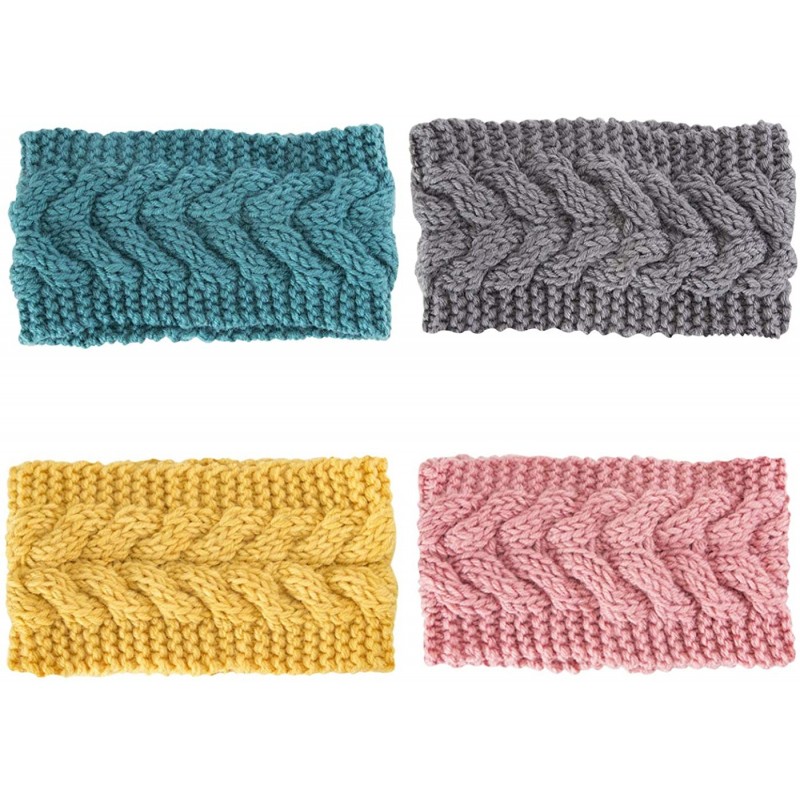 Headbands Crochet Turban Headband for Women Warm Bulky Crocheted Headwrap - CN18LR2QH0R $19.61