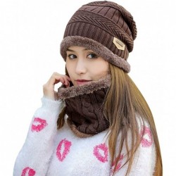 Skullies & Beanies Women's Beanie Hat Scarf Set Knit Warm Thick Winter Snow Skull Caps (Brown) - C91857L3LOC $24.06