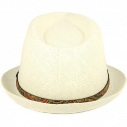 Fedoras Unisex Summer Short Brim Fedora - Hats for Men & Women + Panama Hats & Straw Hats - White Paisley Band - CI17YTNXNIM ...