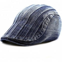 Newsboy Caps 200h Washed Denim Cotton Newsboy Ivy Hat (Denim blue2) - CP12CEUPRSZ $22.72