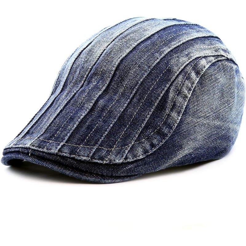 Newsboy Caps 200h Washed Denim Cotton Newsboy Ivy Hat (Denim blue2) - CP12CEUPRSZ $25.60