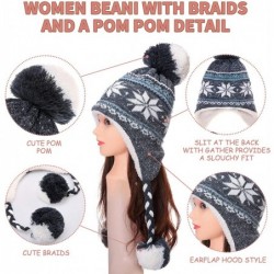 Skullies & Beanies Women Girl Winter Hats Knit Soft Warm Earflap Hood Cozy Large Snowflake Beanie - Black - C0186HKQ2NW $19.17