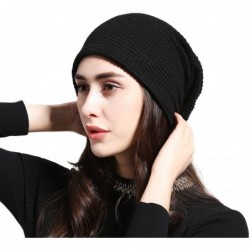Skullies & Beanies Unisex Classic Slouchy Knit Beanie Plain Soft Warm Winter Ski Baggy Hats - Black - C6187GO2CXH $18.78