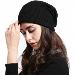 Skullies & Beanies Unisex Classic Slouchy Knit Beanie Plain Soft Warm Winter Ski Baggy Hats - Black - C6187GO2CXH $21.22