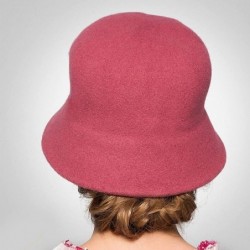 Bucket Hats Women's Simple Wool Felt Bucket Hat - Pink - CG1293EAB3P $27.11