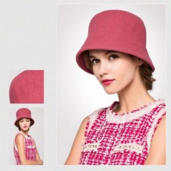 Bucket Hats Women's Simple Wool Felt Bucket Hat - Pink - CG1293EAB3P $27.11