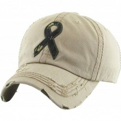 Baseball Caps Pink Ribbon Breast Cancer Awareness Vintage Distressed Baseball Hat Cap - (6.1) Khaki Camo Ribbon - CK18HERNHHI...