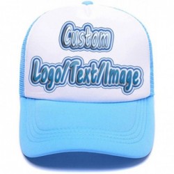 Baseball Caps Custom Ponytail Baseball Cap Personalized Messy Bun Hat Mesh Visor Trucker Hat - Trucker Baby Blue - C418HCYEMC...