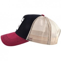 Baseball Caps Unisex Animal Mesh Trucker Hat Snapback Square Patch Baseball Caps - Red Black Wolf - C218MGZYDX4 $28.41