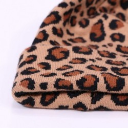Skullies & Beanies Leopard Print Beanie Hat Scarf Set Winter Double Beanies Hats for Women Elasticity Warm Scarves Pompom Hat...