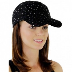 Baseball Caps Glitzy Game Crystal Sequin Trim Women's Adjustable Glitter Baseball Cap Hat BLACK - CO118J68HTP $20.31